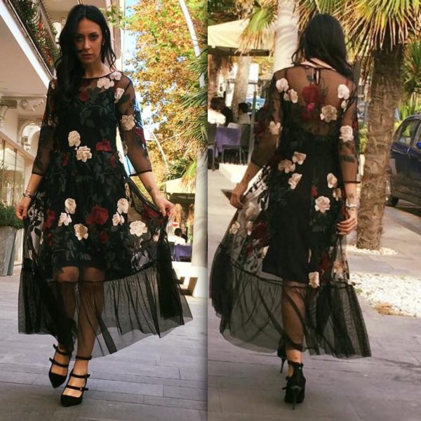 Abito Donna fiorato base nera